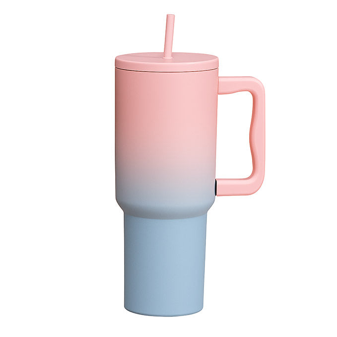 Calin 1200ML Stainless Steel Tumbler | Double Insulated with Handle & 2 Straws | Leak-Proof Hot & Cold Sipper for Coffee, Travel & Home (Bubblegum Frost)