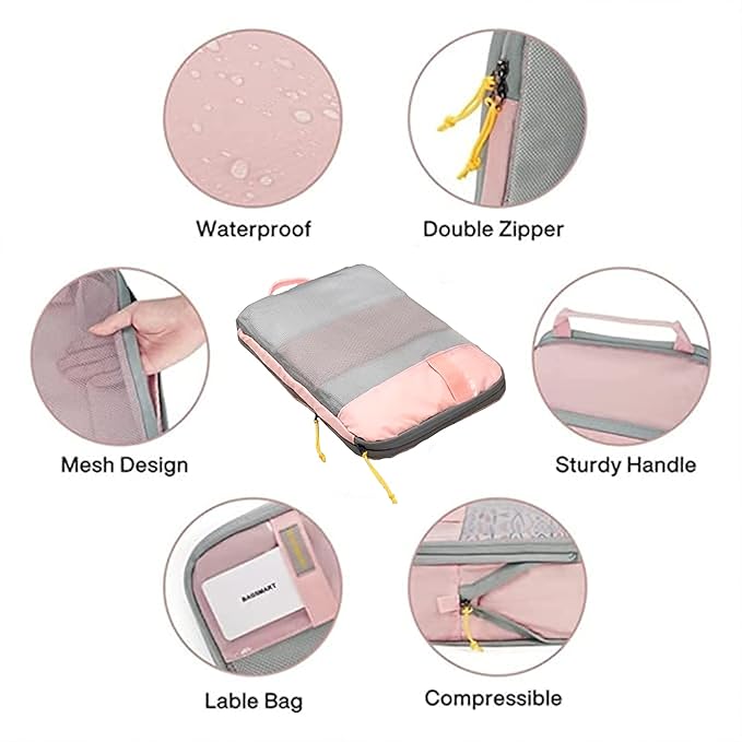 Calin Clothes Bags Set of 2 โ Compression Packing Cubes with Laundry Bag, Travel Organiser for Backpack, Luggage & Suitcase, Space Saver Bags for Travel