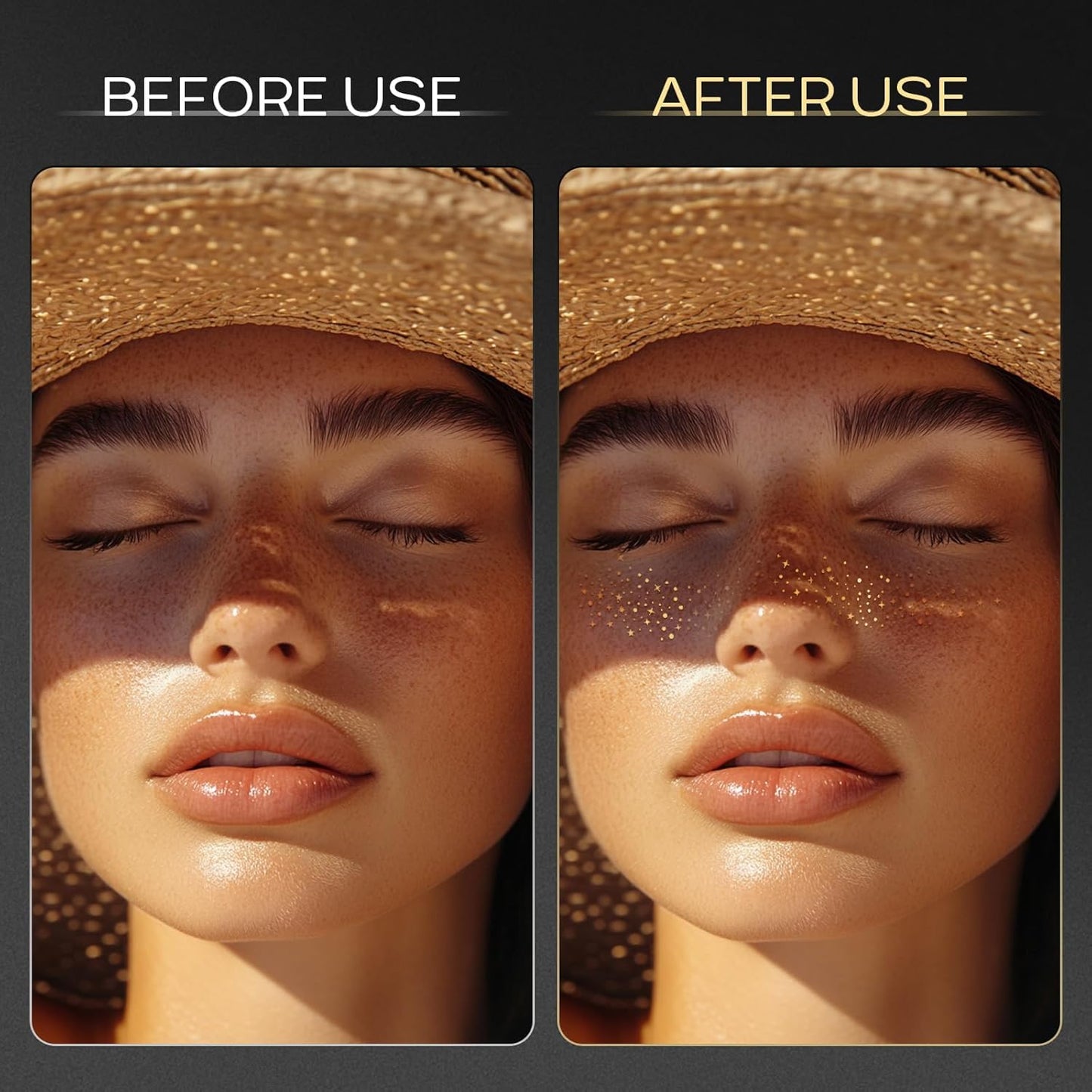 Calin Glitter Freckles Face Tattoo โ Gold Sparkle Freckles Patch for Face, 1 Pc Temporary Makeup Sticker for Women & Girls