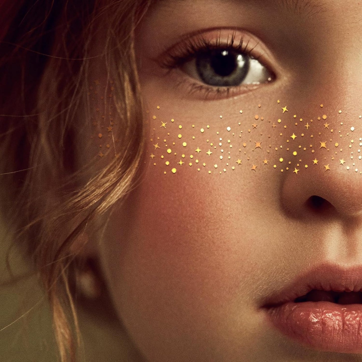 Calin Glitter Freckles Face Tattoo โ Gold Sparkle Freckles Patch for Face, 1 Pc Temporary Makeup Sticker for Women & Girls