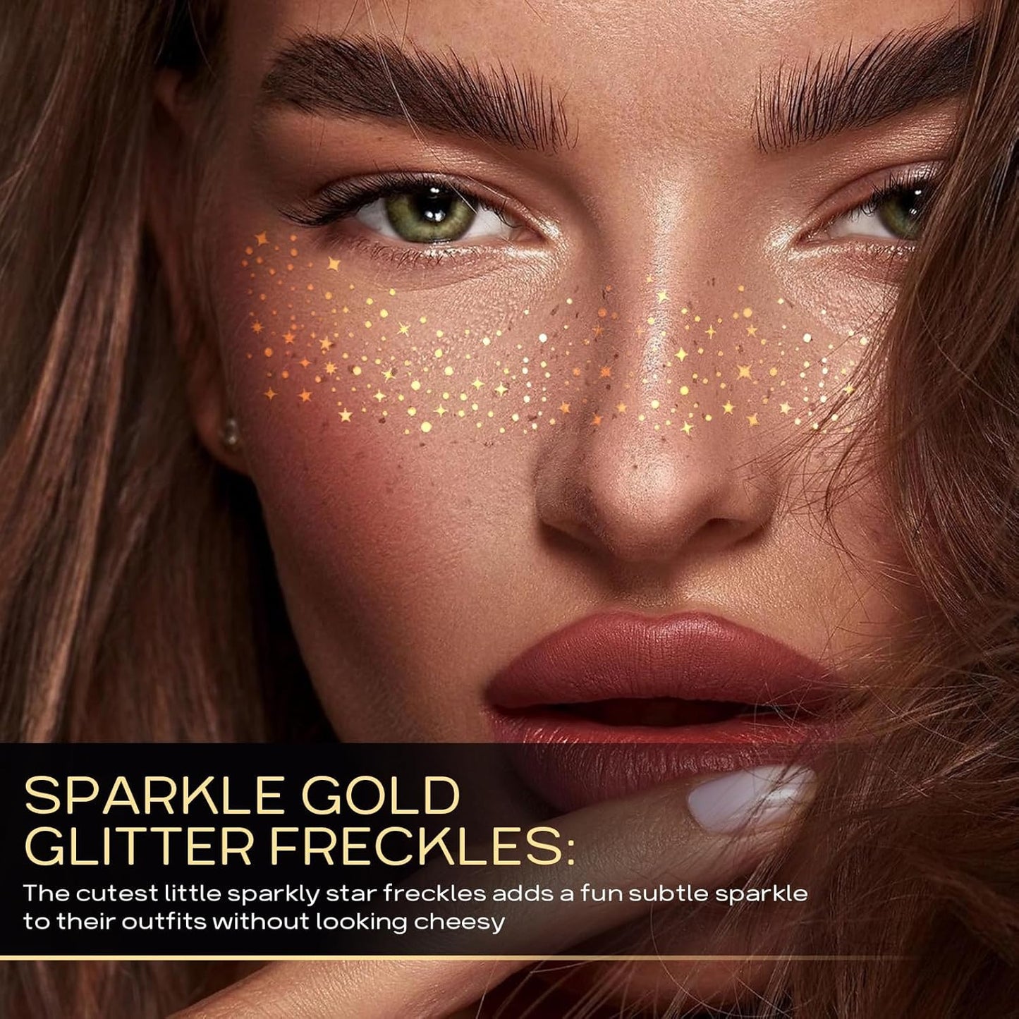 Calin Glitter Freckles Face Tattoo โ Gold Sparkle Freckles Patch for Face, 1 Pc Temporary Makeup Sticker for Women & Girls