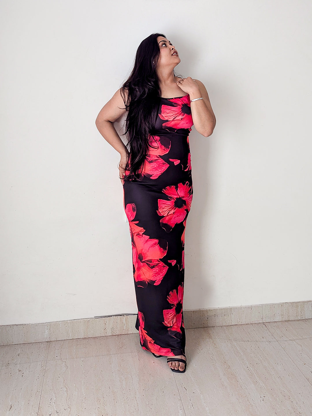 Cheekee's Flowery black bodycon dress