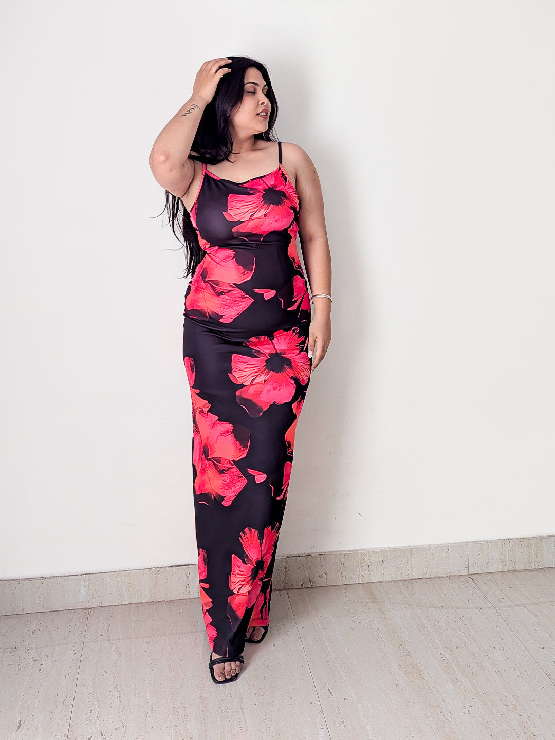 Cheekee's Flowery black bodycon dress