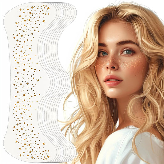 Calin Glitter Freckles Face Tattoo – Gold Sparkle Freckles Patch for Face, 1 Pc Temporary Makeup Sticker for Women & Girls